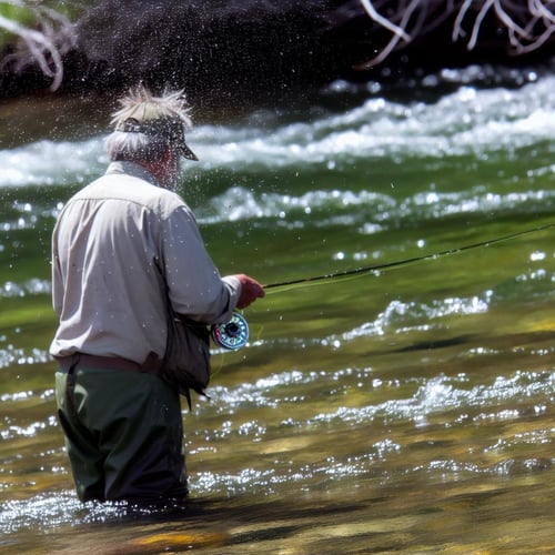 A white man fly fishing on the Frying Pan river near Aspen