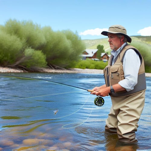 a man fly fishing on the blue river in silverthorne