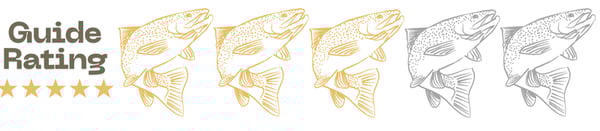 rise beyond fly fihsing company in denver colorado a guide rating for a stream. Good is 5 trout. This rating is for 3 trout. So good or semi challenging fishing conditions.