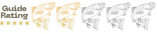 rise beyond fly fihsing company in denver colorado a guide rating for a stream. Good is 5 trout. This rating is for 2 trout. So challenging fishing conditions.