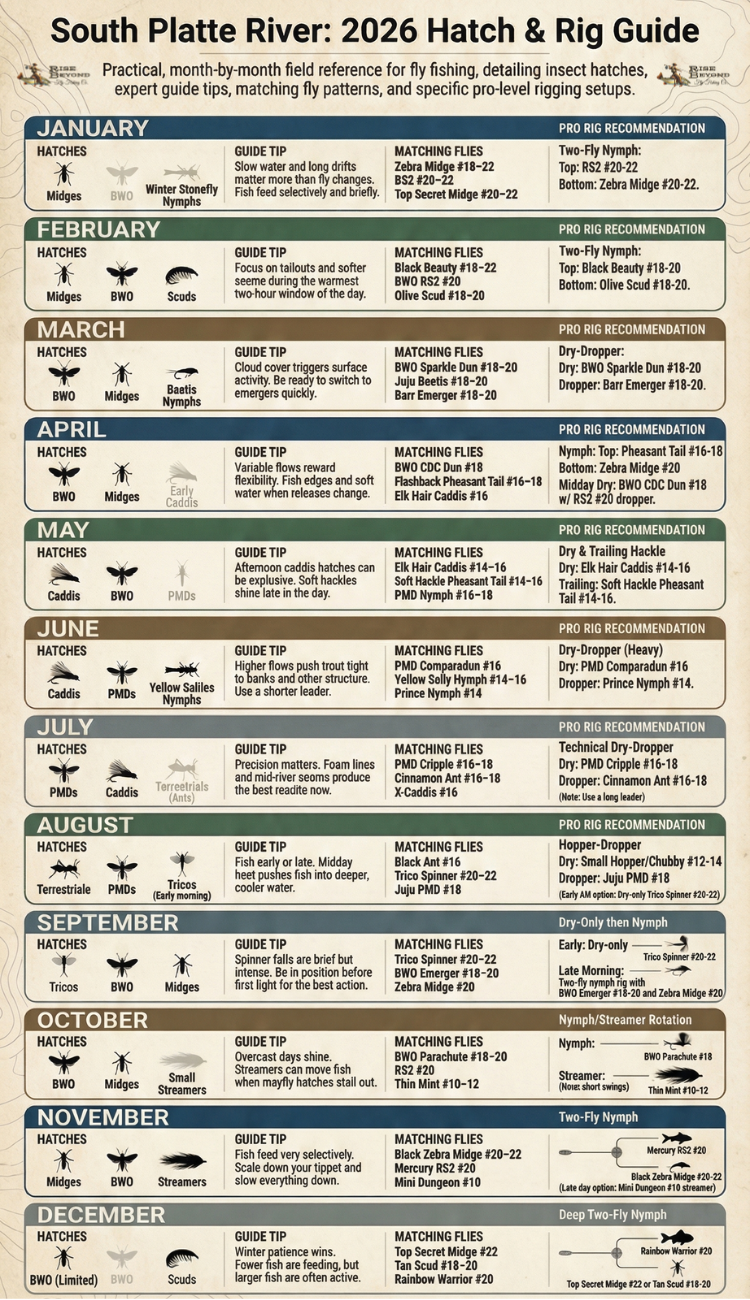 South Platte 2026 Hatch Chart by Rise Beyond Fly Fishing