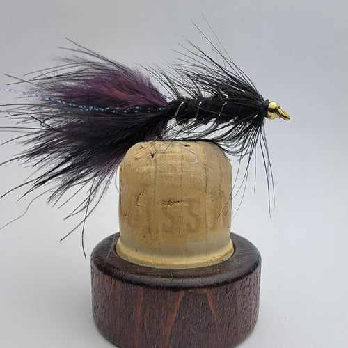 wolly bugger fly in black from rise beyond fly fishing company.