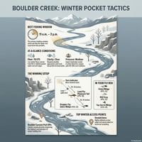 Boulder Creek trout fishing in late fall, with a scenic backdrop of tree-lined banks and mountain views