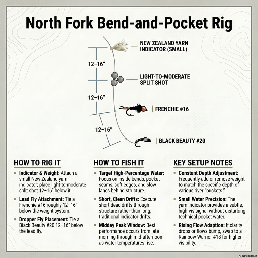 his report provides a detailed March fishing forecast for the North Fork of the South Platte in Colorado, highlighting it as a low-pressure alternative to busier nearby tailwaters