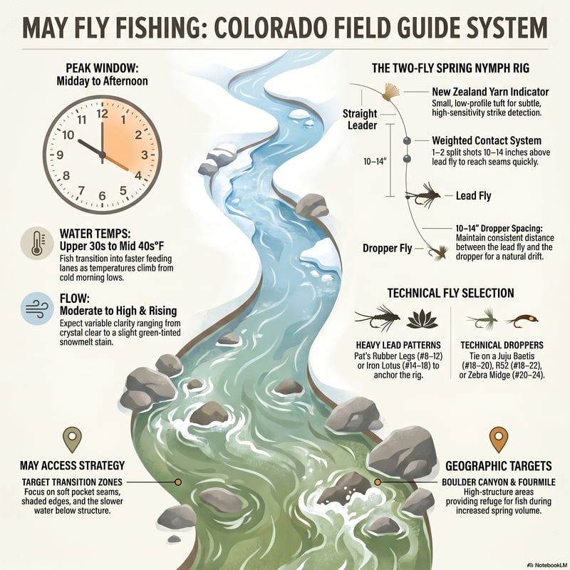 This technical report provides a detailed overview of angling conditions on Boulder Creek during the transition into late spring.
