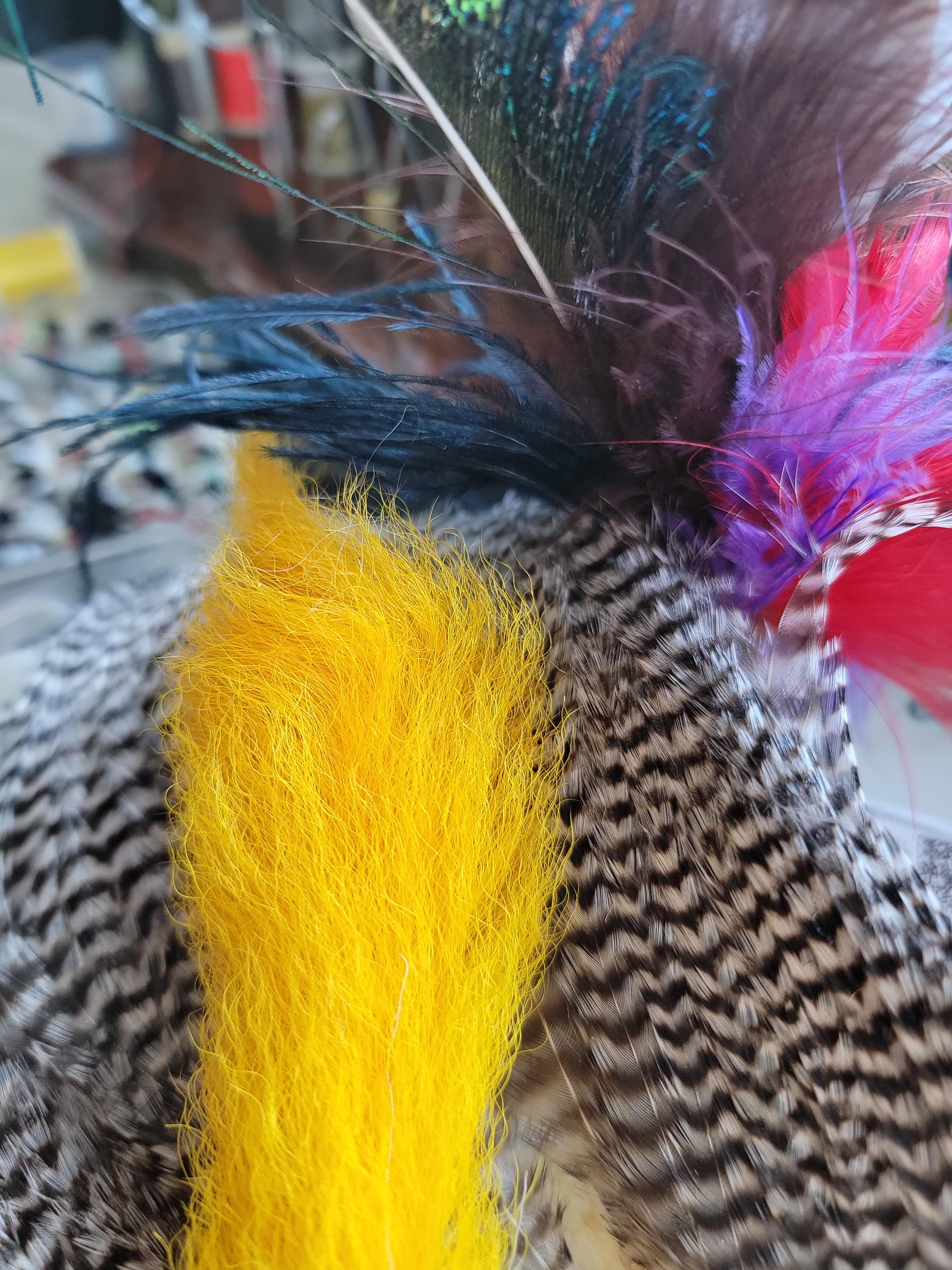 Fur and feathers used for tying flies