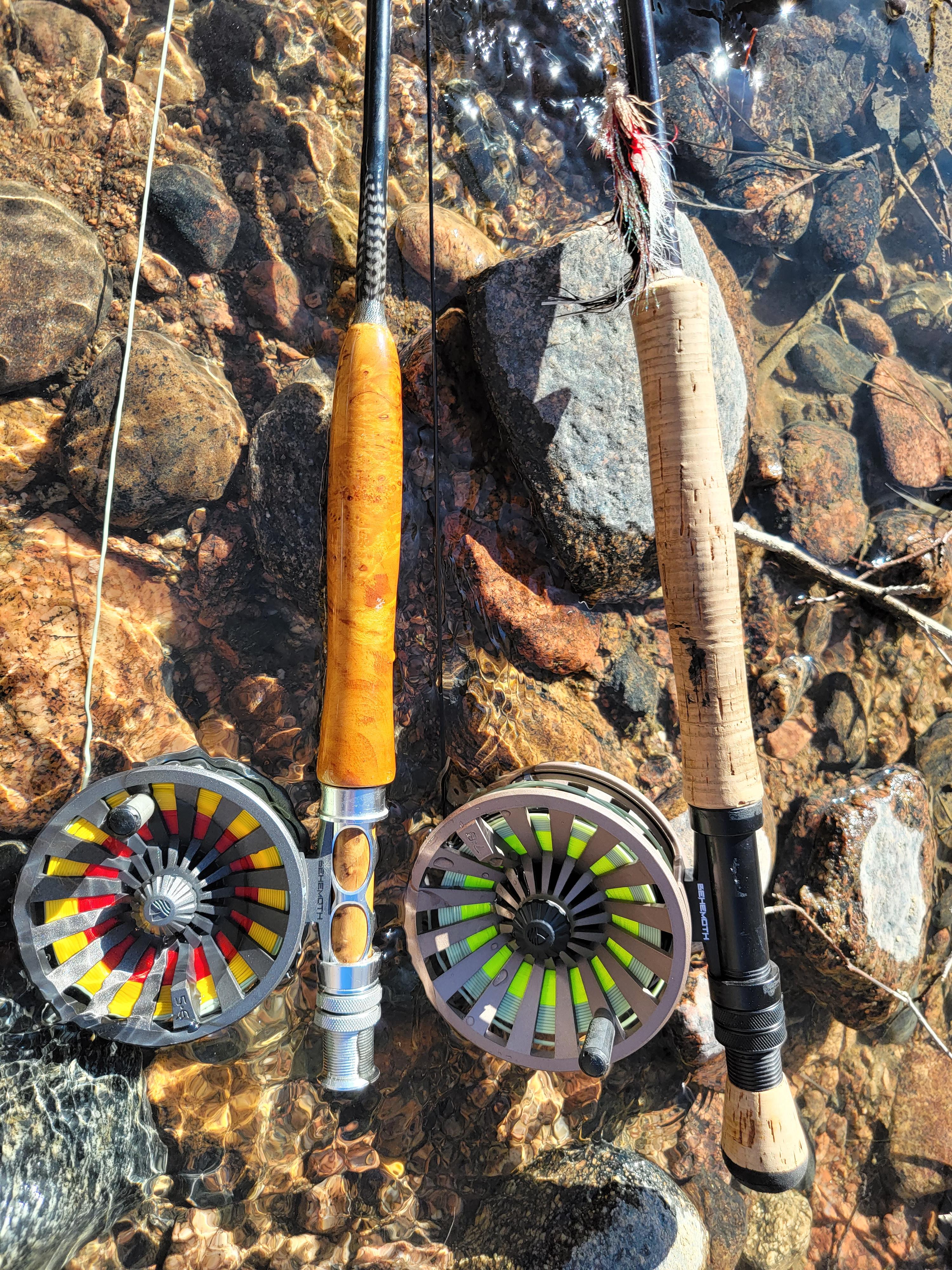 two fly rods by Rise Beyond Fly Fishing Co in the South Platte River