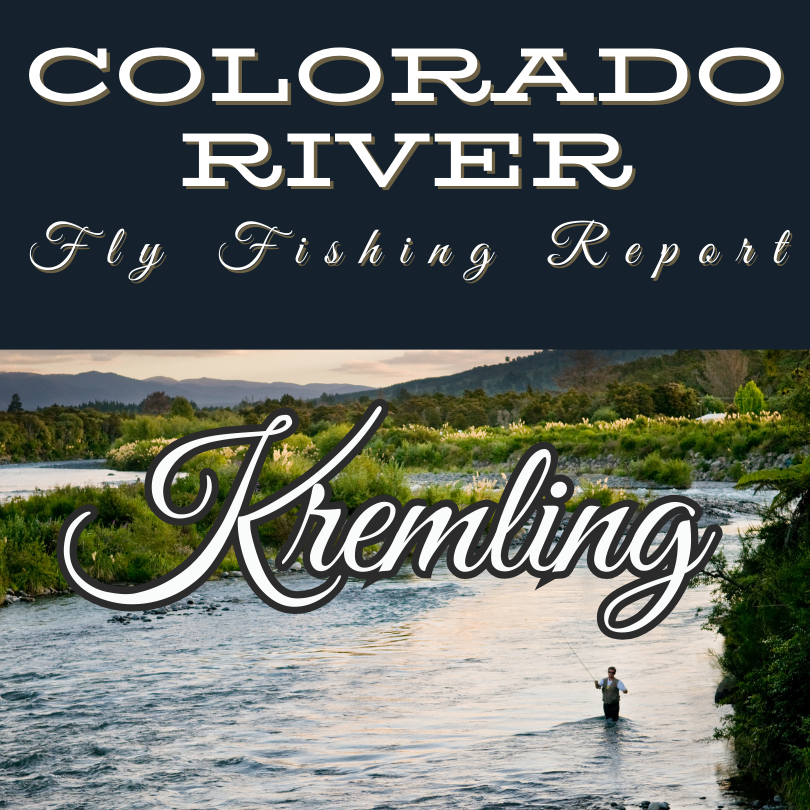 Fly fisherman casting on the Upper Colorado River at the Pumphouse Recreation Area, surrounded by scenic canyon walls and clear, flowing water.