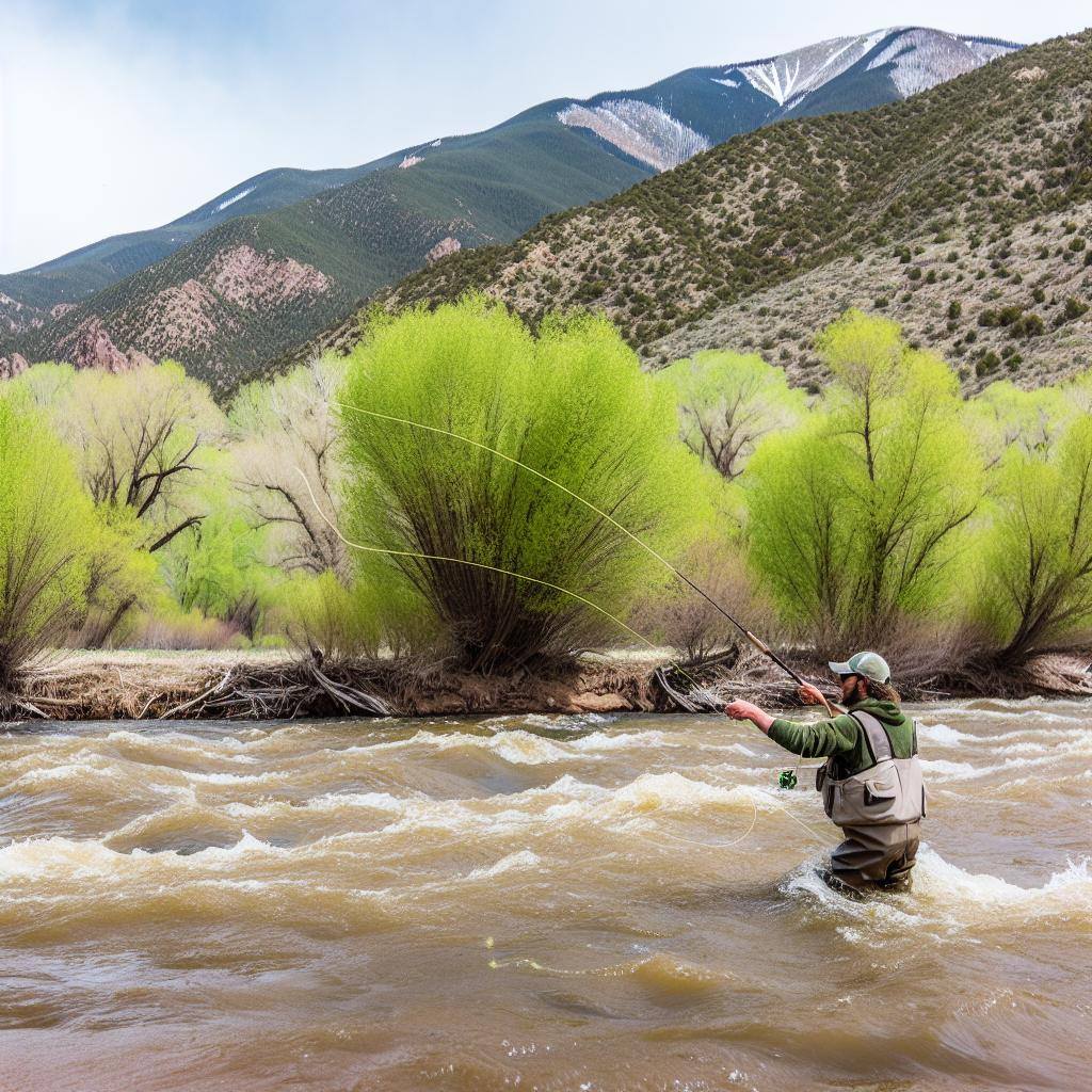 a fly fisherman casting into the colorado river