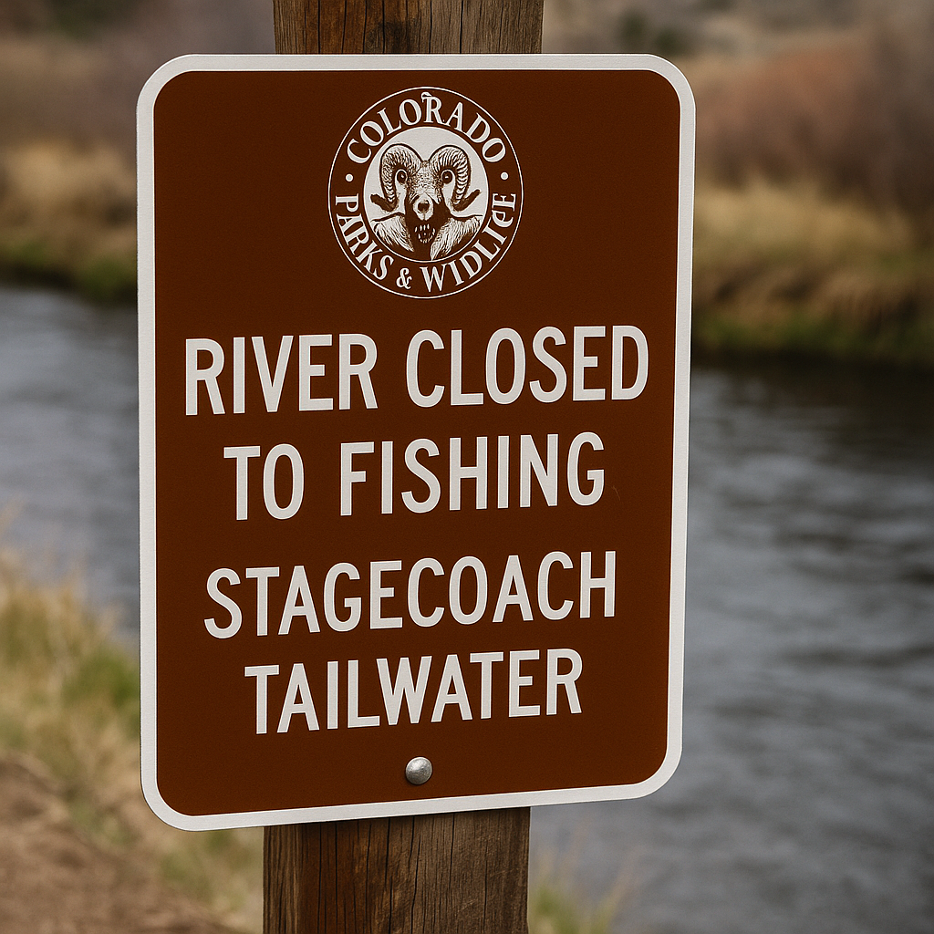 Close-up of a Colorado Parks and Wildlife sign reading 
