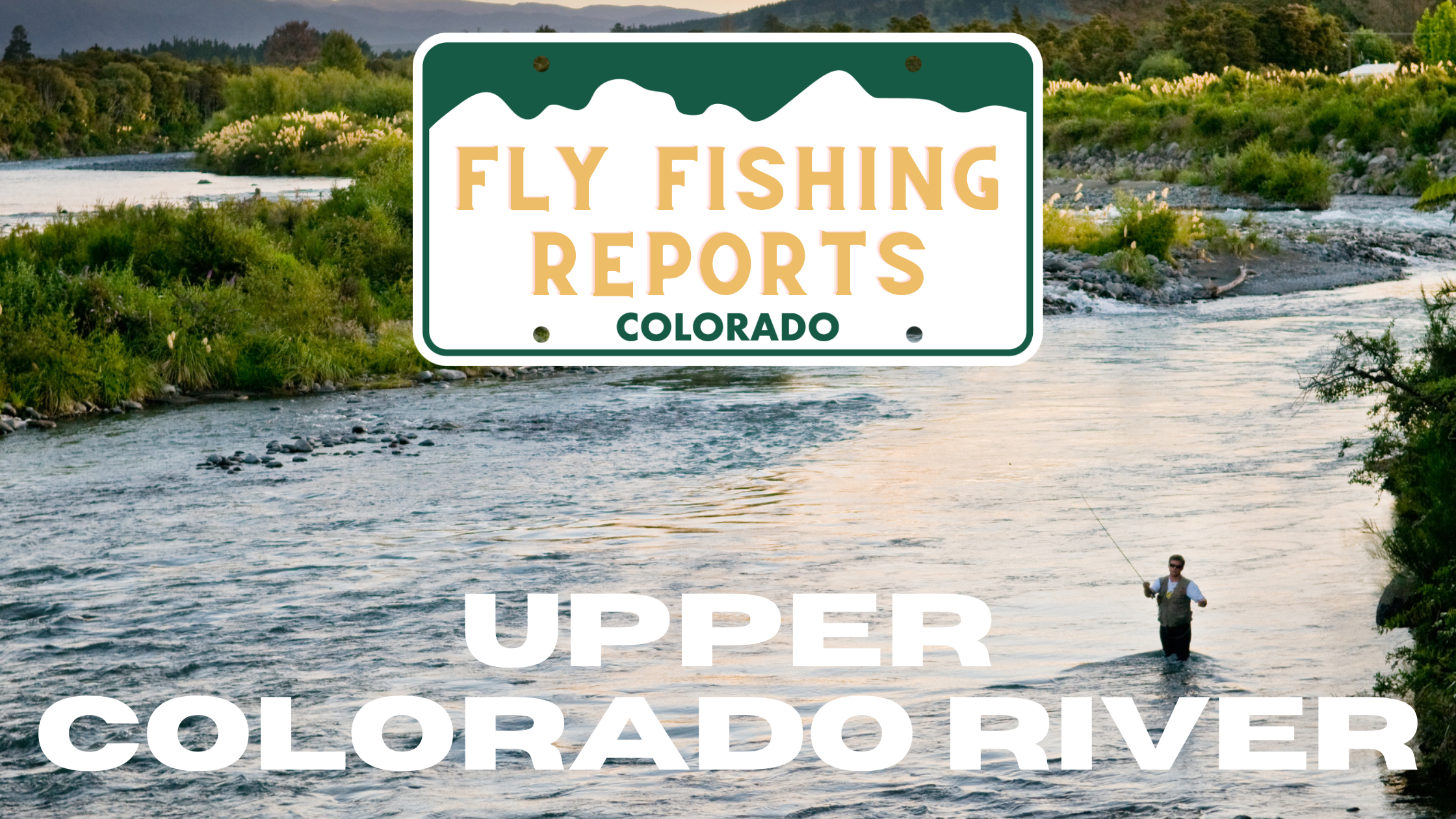 Fly fisherman casting on the Upper Colorado River at the Pumphouse Recreation Area, surrounded by scenic canyon walls and clear, flowing water.