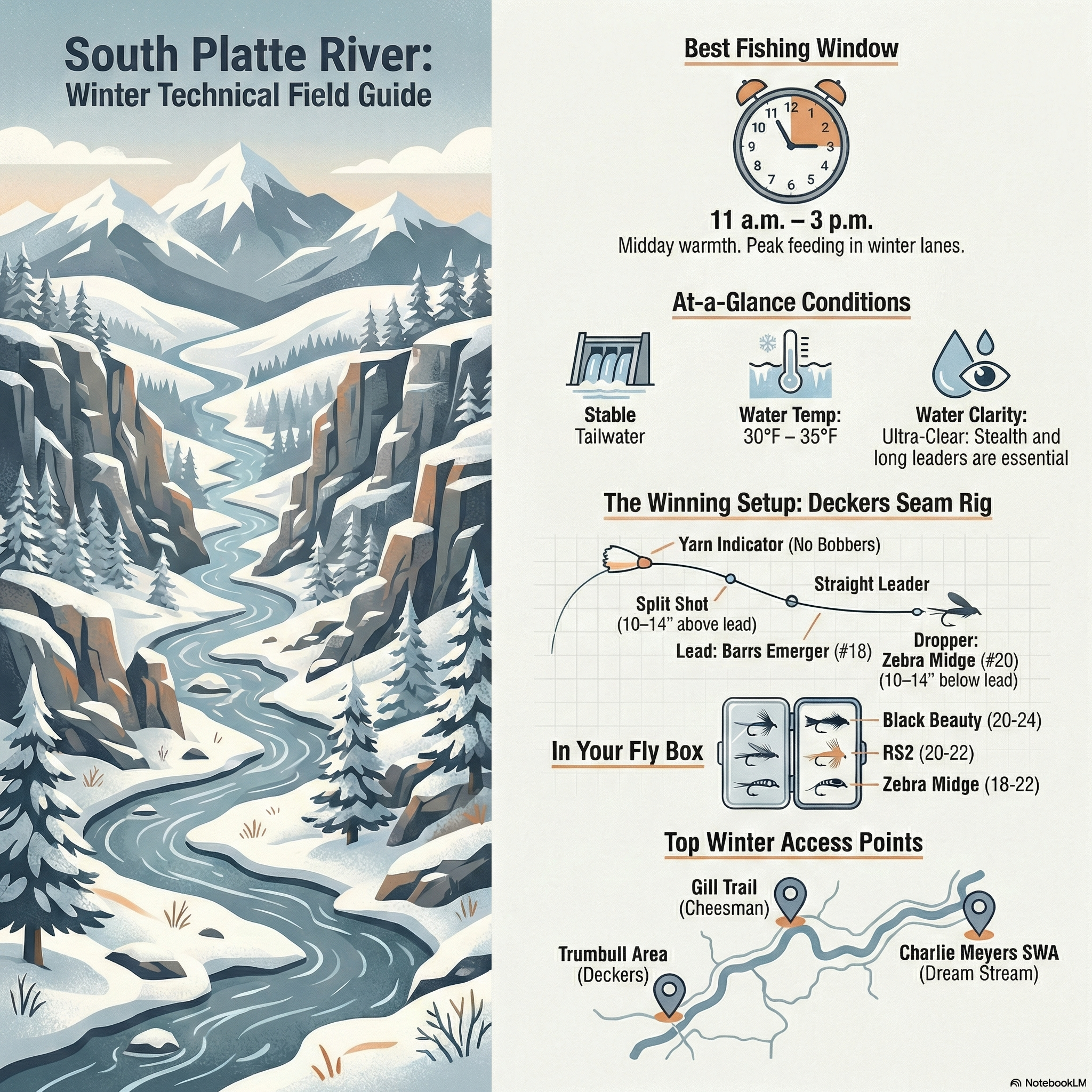 South Platte River Fly Fishing Conditions Diagram for January 16th 2026
